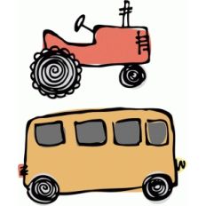 tractor and bus