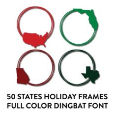 50 state holiday frames full color dingbat font