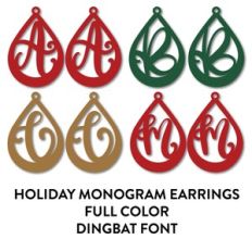 holiday monogram earrings full color dingbat font