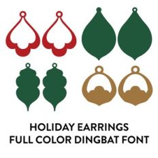 holiday earrings full color dingbat font