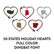 50 states holiday arrow hearts full color dingbat font