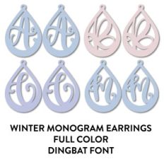 winter monogram earrings full color dinghat font