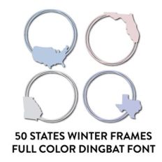 50 state winter frames full color dingbat font