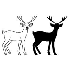 Reindeer Line Art and Silhouette Cut File