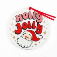 Holly Jolly Santa Ornament