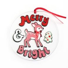 Merry and Bright Christmas Deer Ornament