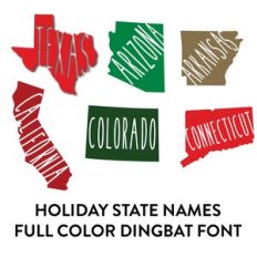 holiday state names full color dingbat font