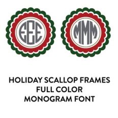 holiday scallop frames full color monogram font