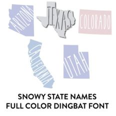 snowy state names full color dingbat font