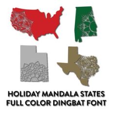 holiday mandala states full color dingbat font
