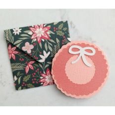 christmas wreath with bow card and envelope