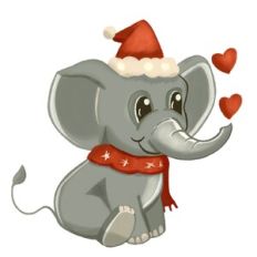 Cute baby Santa Elephant Sublimation Design
