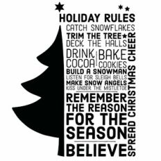 Christmas Tree Holiday Rules Word Wall Art