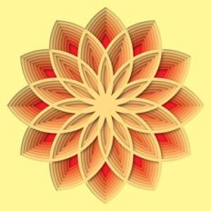 yellow and red cut paper pattern