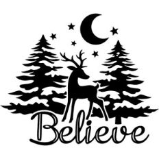 reindeer and pine trees believe