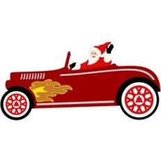 santa in the old car