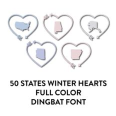 50 states winter arrow hearts full color dingbat font