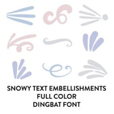 snowy text embellishments full color dingbat font