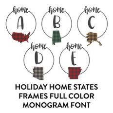 holiday home plaid frames full color monogram font