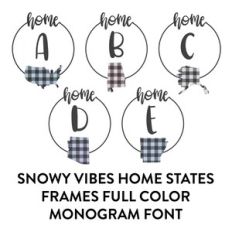 snowy vibe home plaid frames full color monogram font