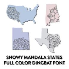 snowy vibes mandala states full color dingbat font