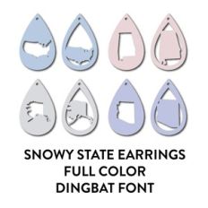 snowy vibes state earrings full color dingbat font