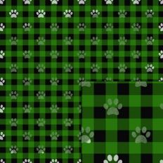 tartan white paw green pattern