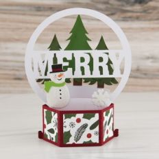 Hexagon Pop Up Card With Tabs Merry Snowman
