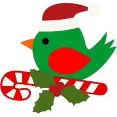 christmas bird and candy cane