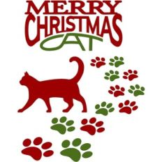 merry christmas cat and paws