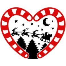 santa on sleigh and candy canes