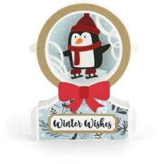 Snowglobe Shadow Box Card Penguin