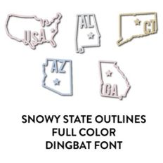 snowy state outlines full color dingbat font