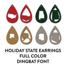 holiday state earrings full color dingbat font