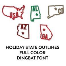holiday state outlines full color dingbat font