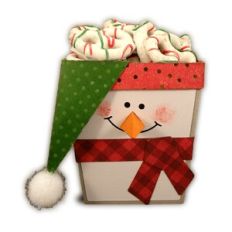 Treat Box 3D Snowman Corner Wrap Hat
