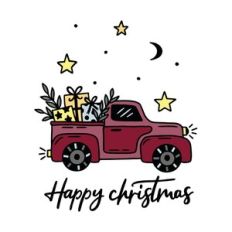 Happy christmas truck with presents
