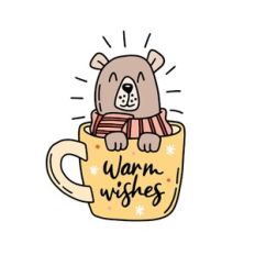 Warm wishes bear in a mug