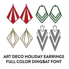 art deco holiday earrings full color dingabat font