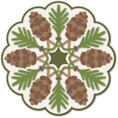 Mat Lrg Round Pine Cones and Sprigs
