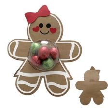 Gingerbread Girl Dome Candy Holder Card Pull Tab Back