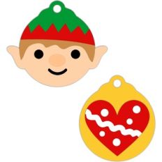 tree ornaments elf and heart tags
