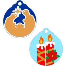 tree ornaments nativity and christmas candles tags
