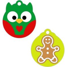 tree ornaments owl and gingerbread man tags