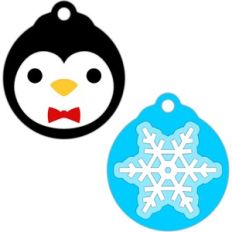 tree ornaments penguin and snowflake tags