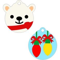 tree ornaments polar bear and lights tags