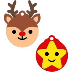tree ornaments reindeer and star tags