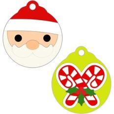 tree ornaments santa and candy canes tags