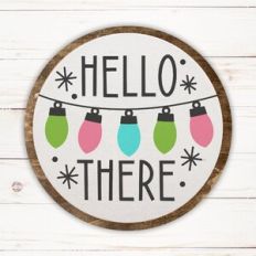 Hello There Christmas Lights Circle Frame