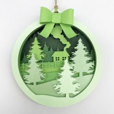 Winter Cabin Layered Ornament